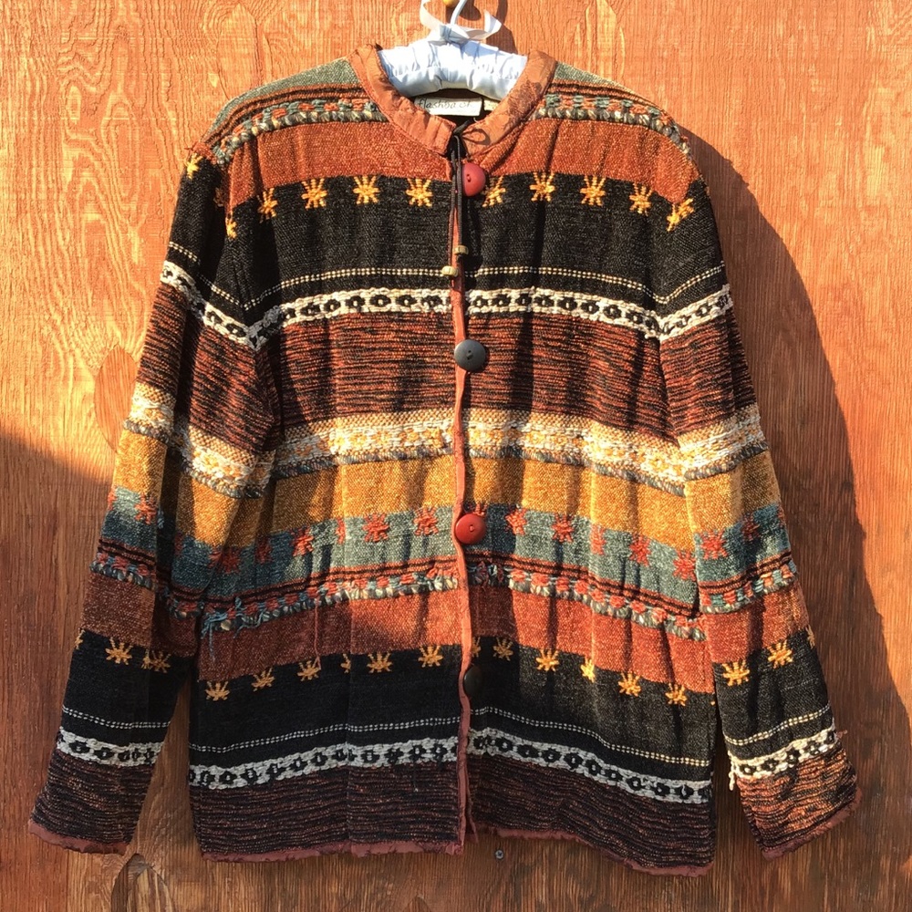 Bohemian style button down jacket.